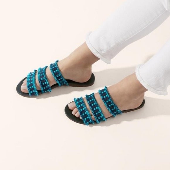 Rothy's Shoes - Rothys sea shell fringe sandals in teal blue